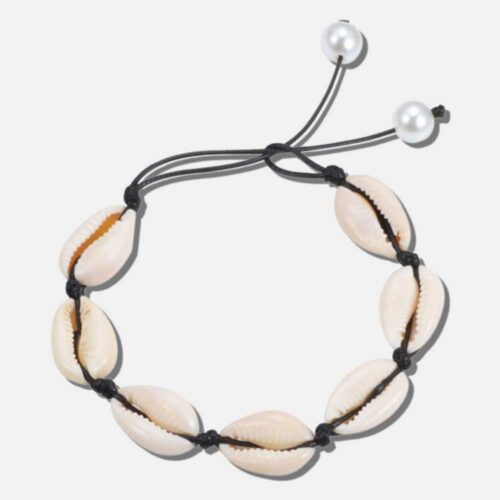 Pulseira cinzenta com conchas prateadas