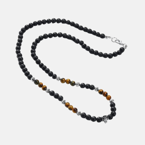 Colar prateado com onda azul